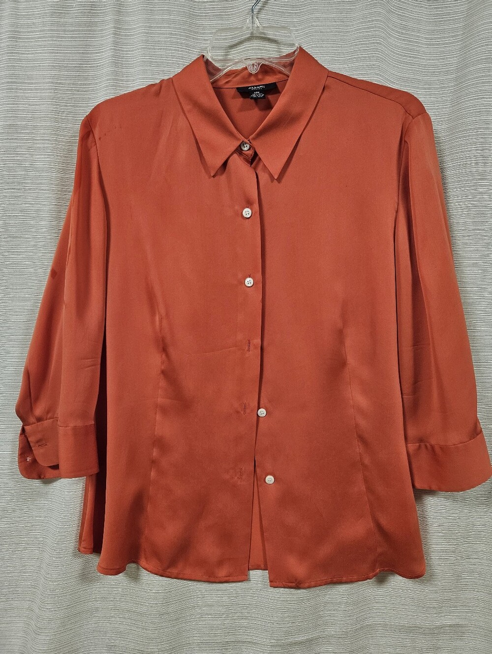 100% Silk Bright SUMMER Button-Front Blouse in Vibrant Orange
